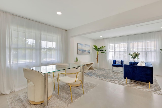 dining area with recessed lighting