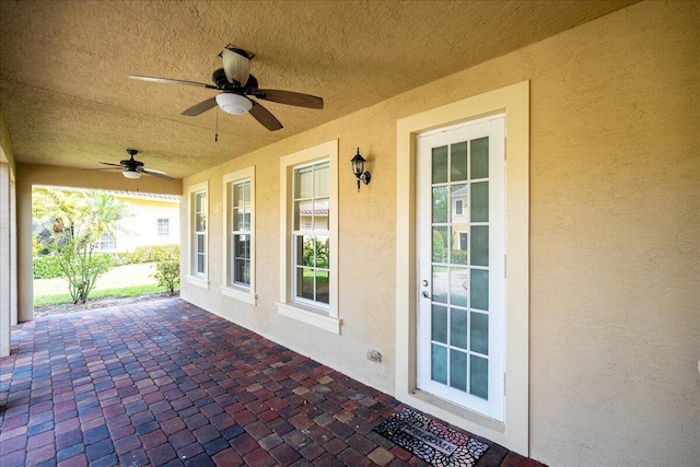 view of patio / terrace with a ceiling fan