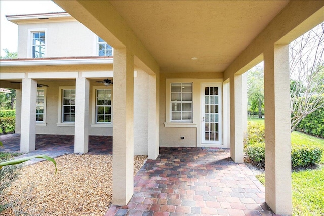 view of patio / terrace featuring a ceiling fan