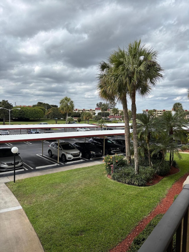 view of covered parking lot