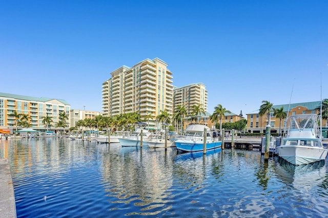 dock area featuring a water view