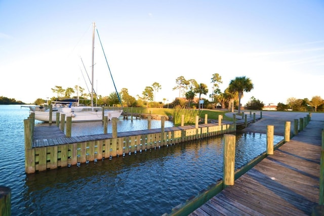 dock area featuring a water view