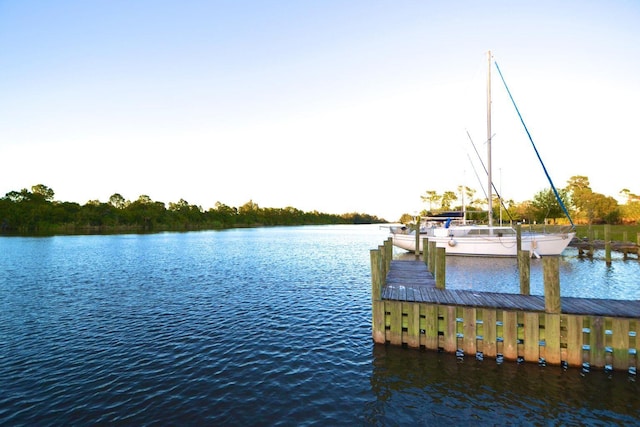 view of dock featuring a water view