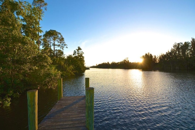 view of dock featuring a water view