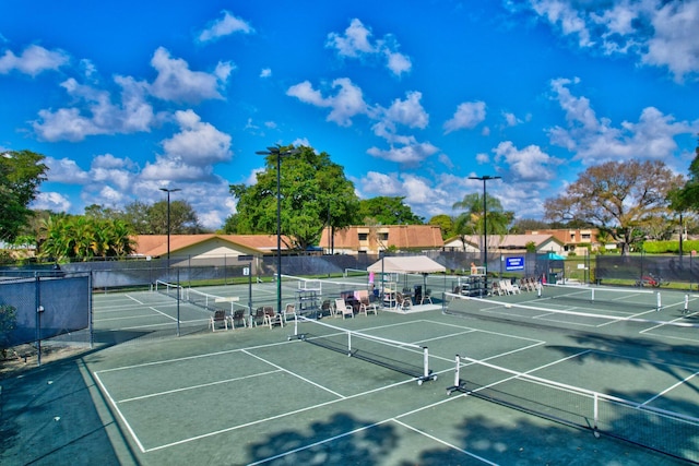 view of sport court with fence