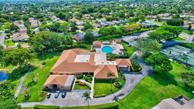 drone / aerial view with a residential view