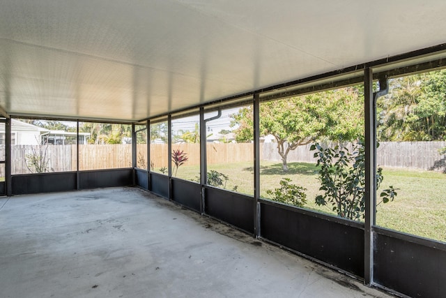 view of unfurnished sunroom