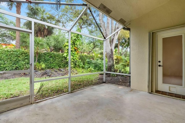 view of unfurnished sunroom