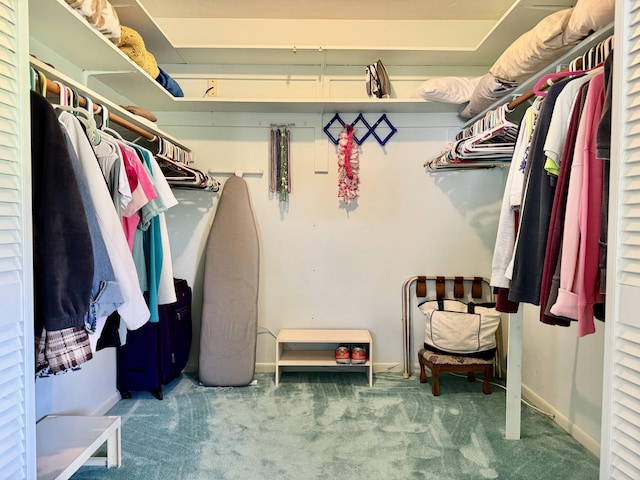 walk in closet featuring carpet