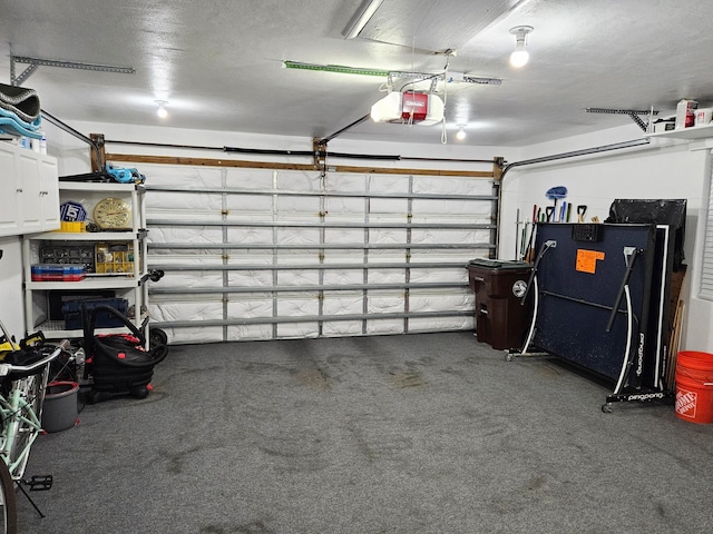 garage with a garage door opener