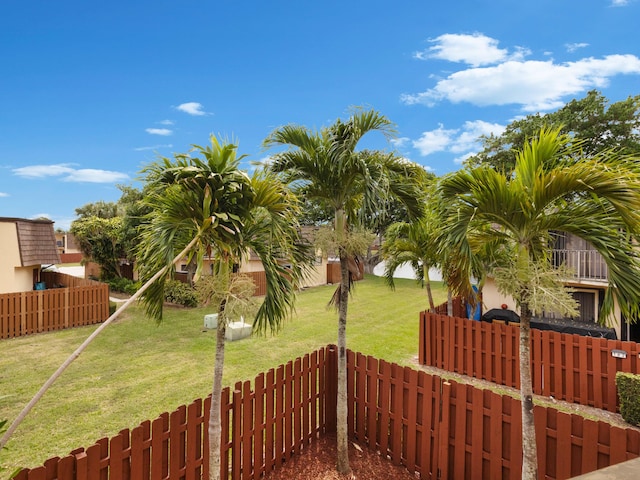 view of yard featuring a fenced backyard