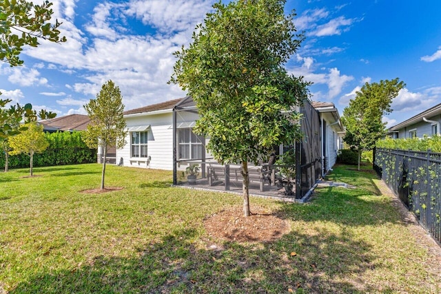 view of yard featuring a fenced backyard and a patio