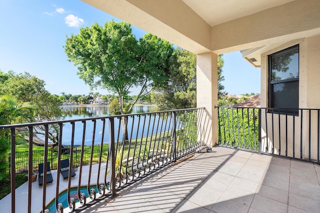 balcony with a water view