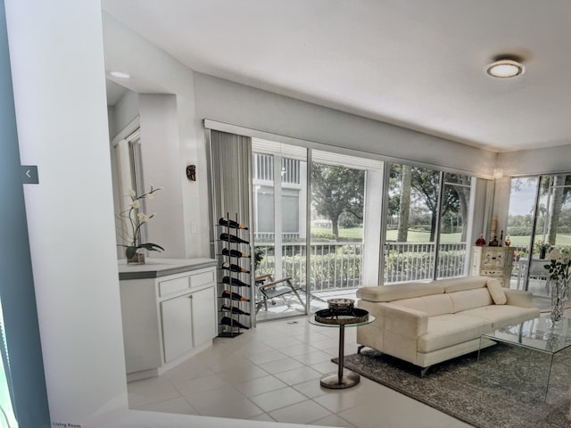 interior space featuring light tile patterned floors