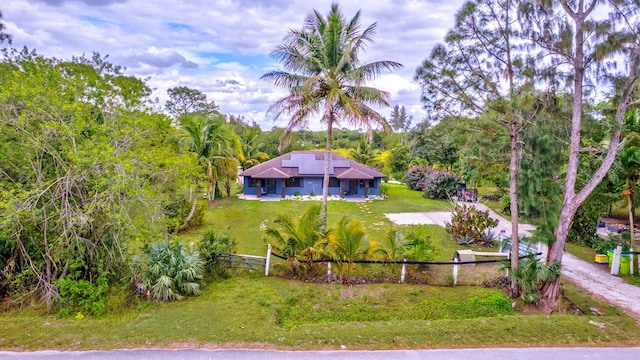 view of yard with a fenced front yard