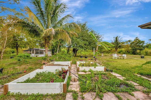 view of yard with a garden