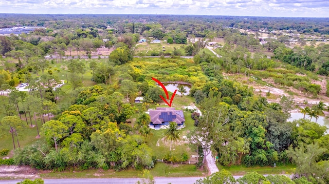 aerial view with a wooded view