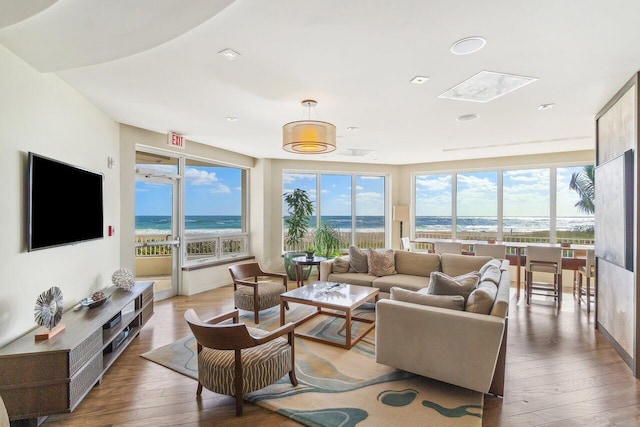 living room with wood finished floors