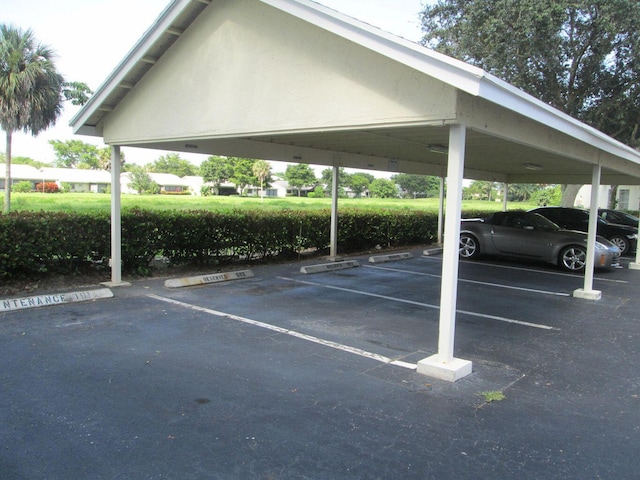 view of covered parking lot