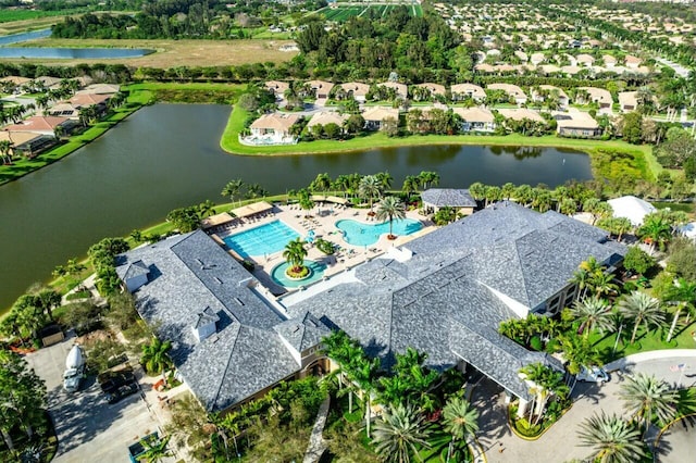 bird's eye view featuring a water view