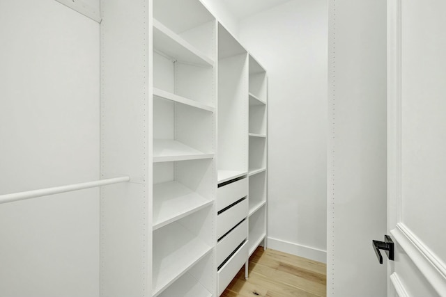 walk in closet featuring light wood-style flooring