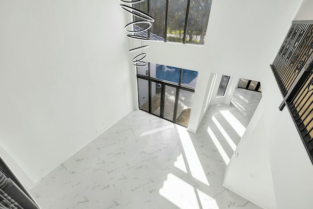 interior space with marble finish floor