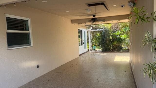 view of patio / terrace with visible vents and a ceiling fan