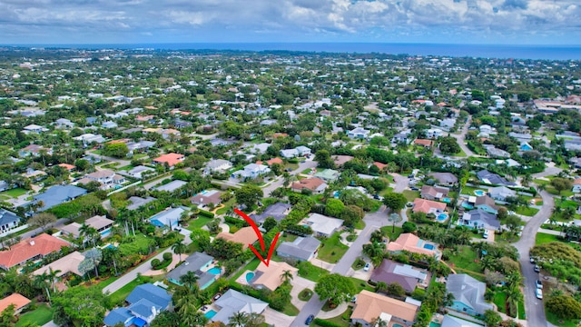 drone / aerial view with a residential view