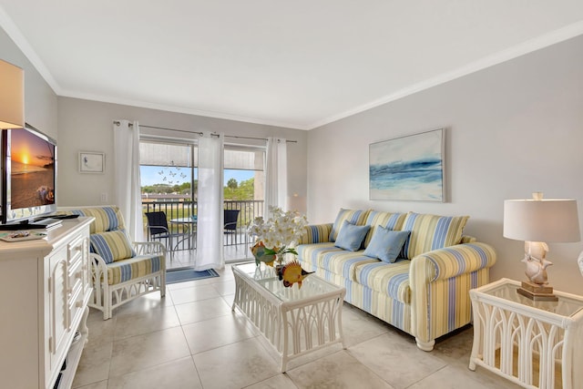 154 Lake Meryl Dr Unit 255, West Palm Beach, FL 33411 - living area with crown molding and light tile patterned flooring