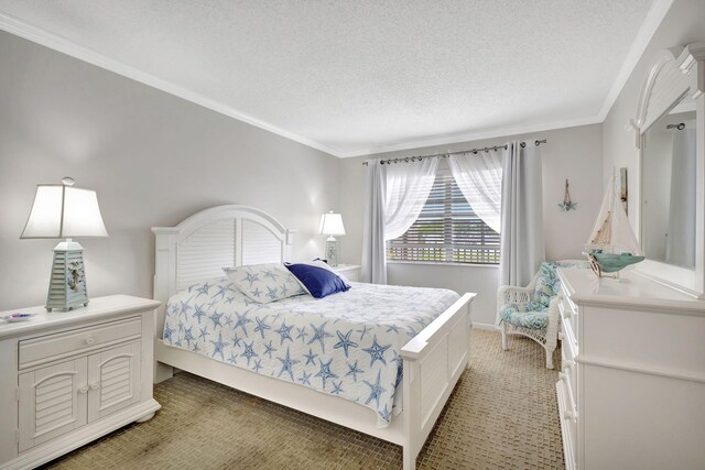154 Lake Meryl Dr Unit 255, West Palm Beach, FL 33411 - bedroom with a textured ceiling, crown molding, and light colored carpet