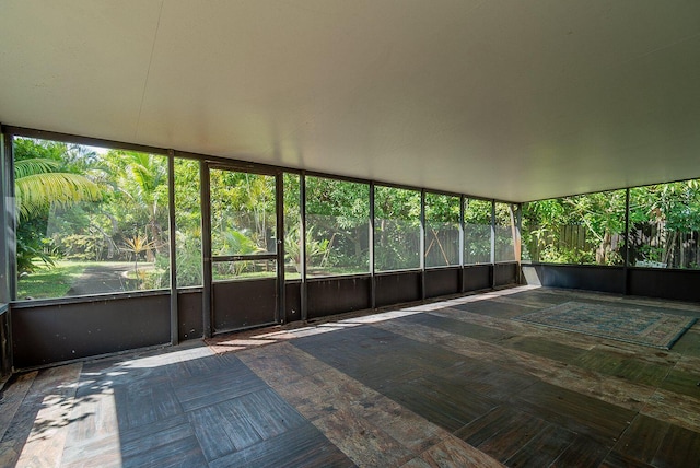 view of unfurnished sunroom