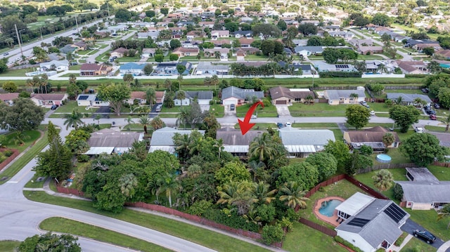 drone / aerial view with a residential view