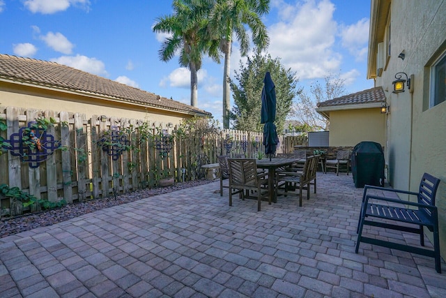 view of patio / terrace with outdoor dining area and a fenced backyard