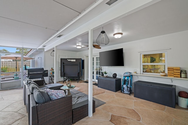 view of patio with french doors and an outdoor living space