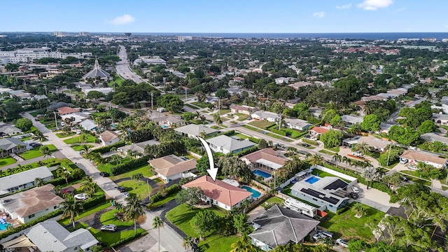 bird's eye view with a residential view