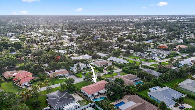 drone / aerial view with a residential view