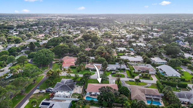 bird's eye view with a residential view