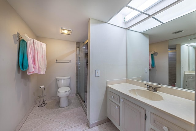 full bath with tile patterned flooring, visible vents, vanity, and toilet