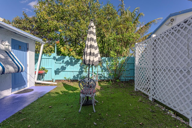 view of yard with a fenced backyard