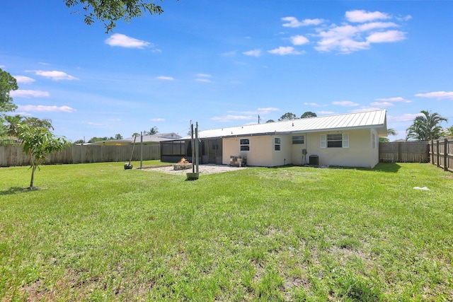 view of yard featuring a fenced backyard