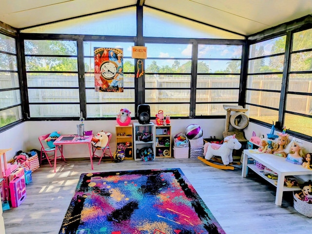 5151 Brian Blvd, Boynton Beach, FL 33472 - rec room with wood finished floors and lofted ceiling