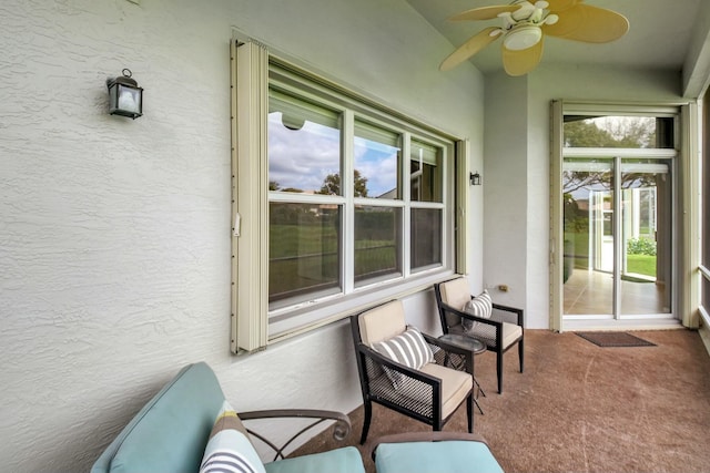 view of patio with ceiling fan