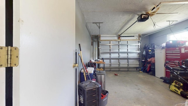 garage with a garage door opener