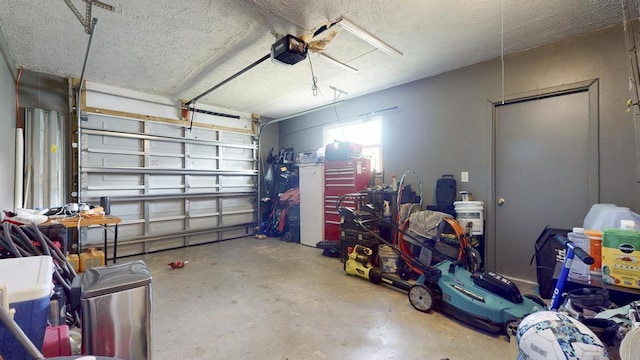 garage with a garage door opener