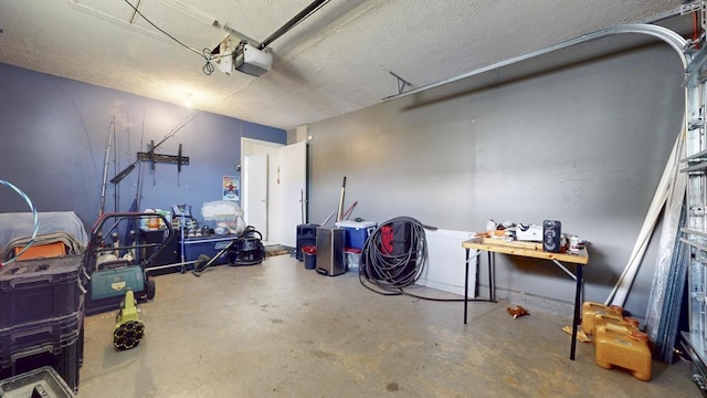 garage with a garage door opener