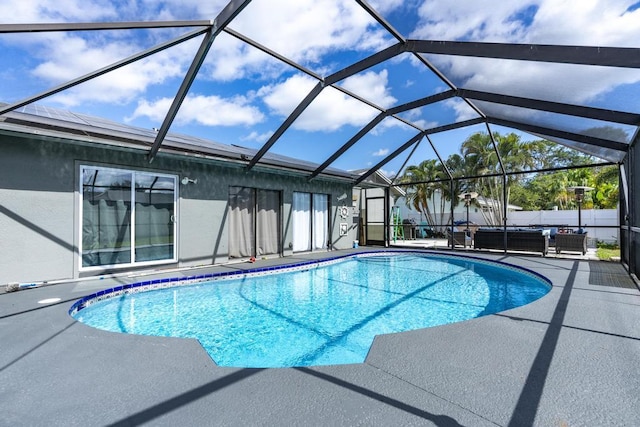 view of pool with a patio, a lanai, and a fenced in pool