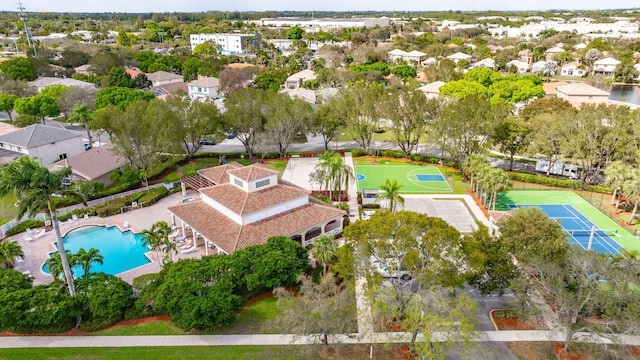 aerial view with a residential view