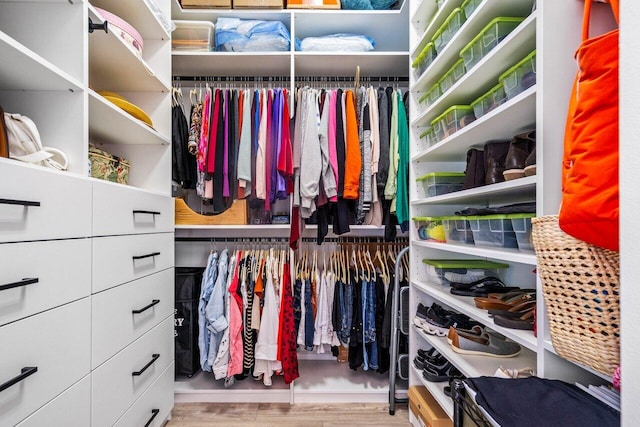 walk in closet featuring light wood-type flooring