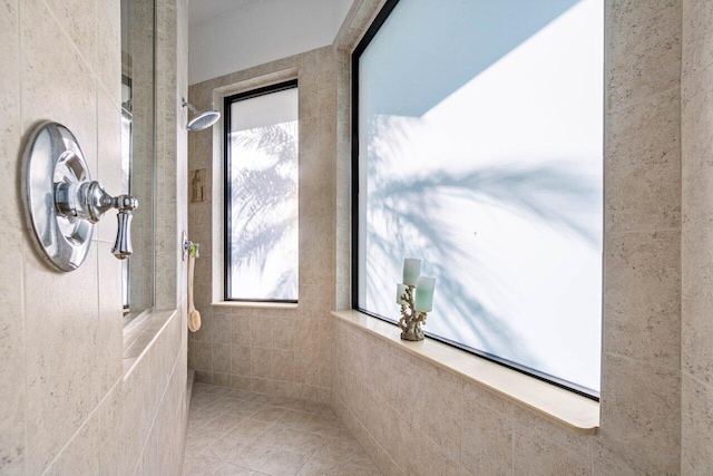 bathroom with tile patterned flooring