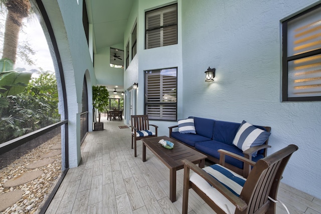 view of patio featuring outdoor dining area and outdoor lounge area